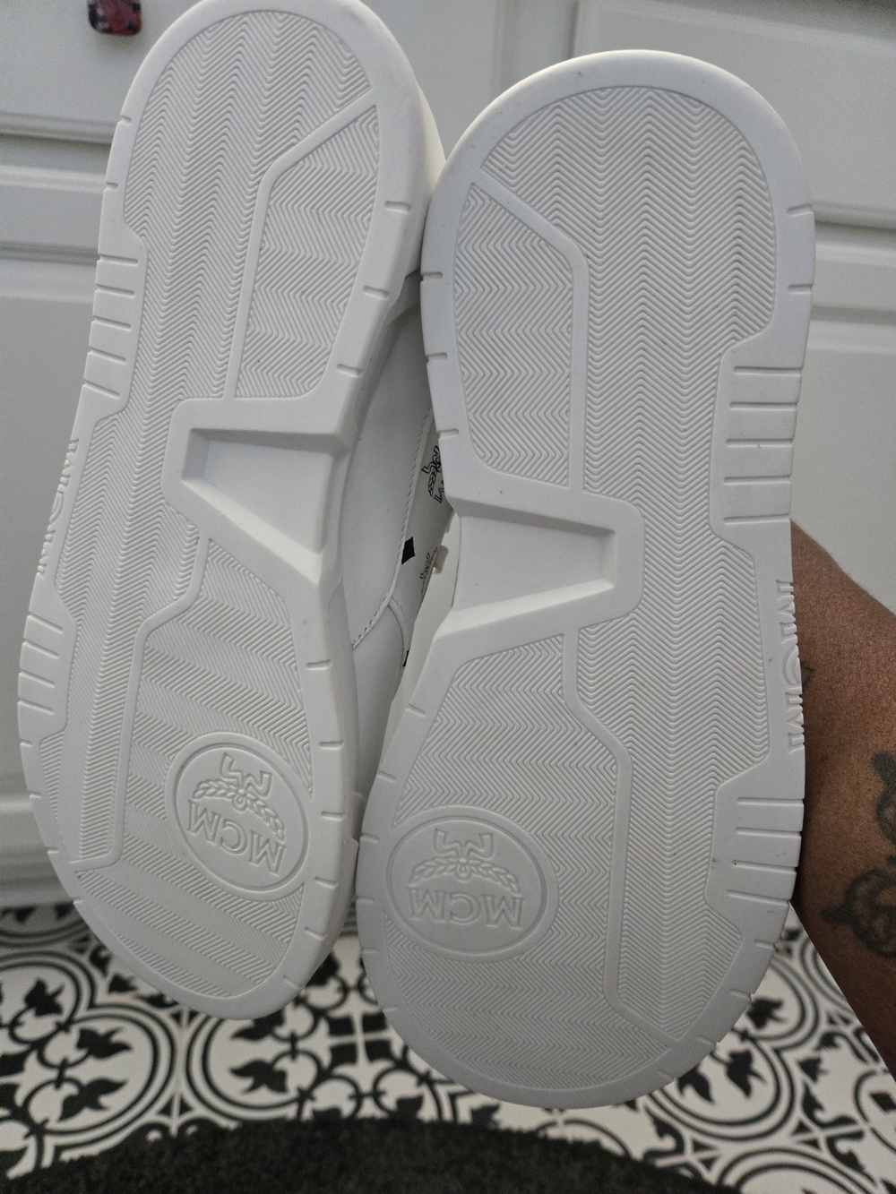MCM Women's White Low-Top Sneakers with Logo Sole